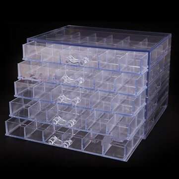 120 Grids Desktop Nail Tips Jewelry Storage Box Rhinestones Bead Container ... (COLOR1: TRANSPARENT)