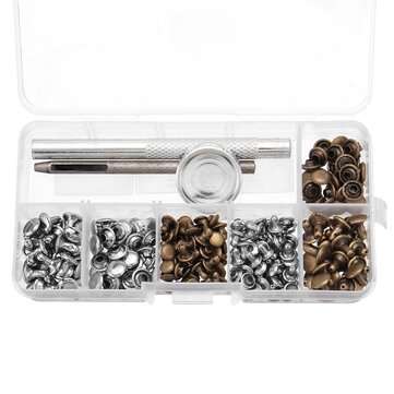 120 Sets Double Cap Rivet Metal Fixing Stud Repair Tools Kit for Leather Belt