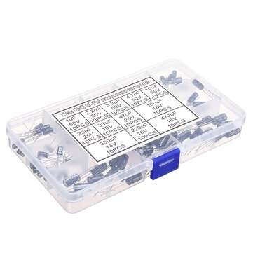 120pcs 12values 1uF-470uF Aluminum Electrolytic Capacitor Assortment Kit 16V-50V Electrolytic Capaci