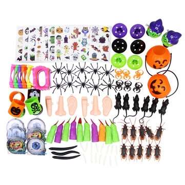 120PCS Mischievous Insect & Halloween Tricky Toys for Children`s Party Games