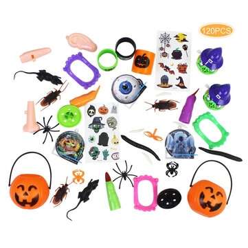 120PCS Mischievous Insect & Halloween Tricky Toys for Children`s Party Games