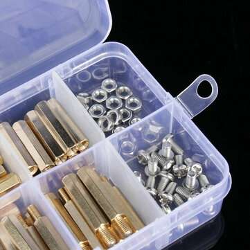 120pcs M3 Copper Column Screw Boxed Hexagon Single and Double Head Stud Set