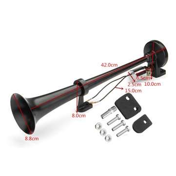 12-24V 150dB Single Long Tube Black Car Air Horn With Valve