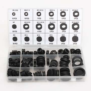 125 pcs 18 Different Sizes Rubber Grommet Assortment O Ring Kit