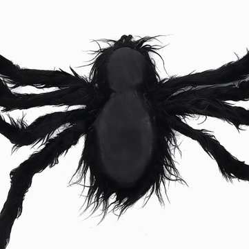 125cm Black Spider Halloween Props Spider Web Plush Cotton Haunted House Decoration Toys With OPP Ba