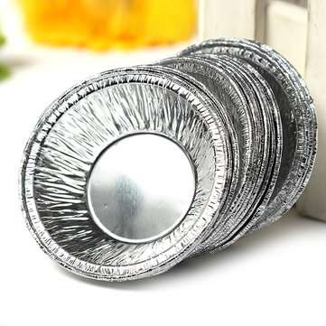 125Pcs  Disposable Round Silver Foil Baking Cookie Cup Cake Tart Mold