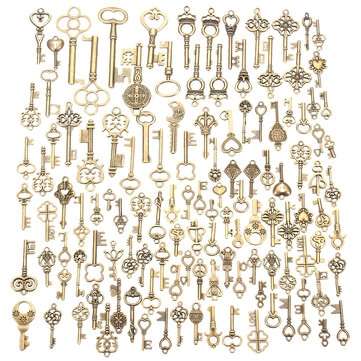 125Pcs Vintage Bronze Key For Pendant Necklace Bracelet DIY Handmade Accessories Decoration