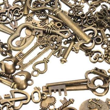 125Pcs Vintage Bronze Key For Pendant Necklace Bracelet DIY Handmade Accessories Decoration