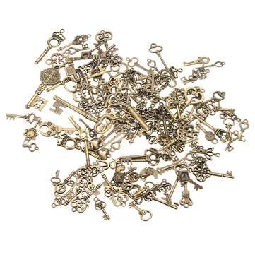 125Pcs Vintage Bronze Key For Pendant Necklace Bracelet DIY Handmade Accessories Decoration