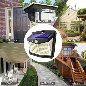128LED Solar Light Infrared Motion Sensor Garden Security Wall Light 3 Modes 20Ft Sensing Distance W