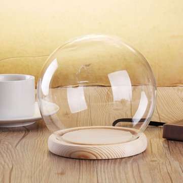 12cm Glass Dome Ball Cloche Globe Bell Jar Tealight Flower Cover Stand Display Room Decorations