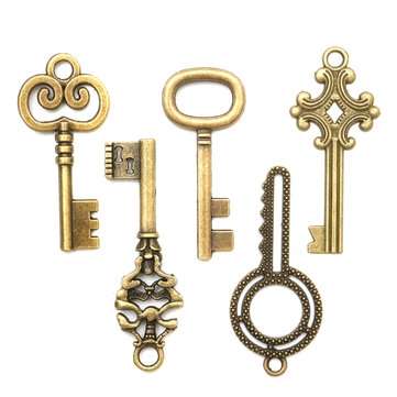 128Pcs Vintage Bronze Key For Pendant Necklace Bracelet DIY Handmade Accessories Decorations