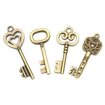 128Pcs Vintage Bronze Key For Pendant Necklace Bracelet DIY Handmade Accessories Decorations