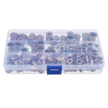 128Pcs Rivnut Rivet Nut Kit Round Head M3 M4 M5 M6 M8 M10 M12 Kit Set ABS Case