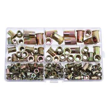 128Pcs Rivnut Rivet Nut Kit Round Head M3 M4 M5 M6 M8 M10 M12 Kit Set ABS Case