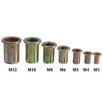 128Pcs Rivnut Rivet Nut Kit Round Head M3 M4 M5 M6 M8 M10 M12 Kit Set ABS Case