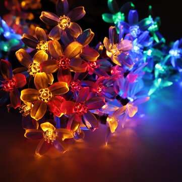 12M 100LED Solar Power Flower Lamp LED String Fairy Lights Waterpro... (LIGHT COLOR: COLOURFULLIGHT)