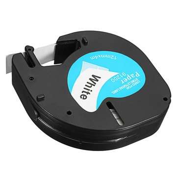12mmx4m Portable Plastic Label Tape Compatible For DYMO LetraTAG 91200 Black on White