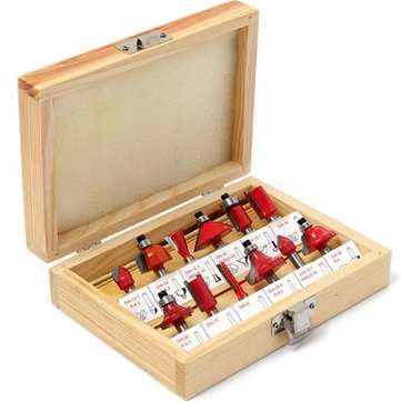 12pcs 1/4 Inch Shank Tungsten Carbide Router Bit Set Woodworking Cutter with Wood Case