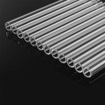 12Pcs 125mm Clear Borosilicate Glass Tube Blowing Pyrex Test Tube OD 10mm 2.2mm Thick Wall