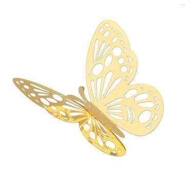 12Pcs 3D Butterfly Wall Sticker Home Decor DIY Butterfly Fridge Sticker Party Wedd... (COLOR.: GOLD)