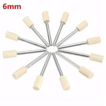 12pcs 3mm Shank Wool Polishing Head Buffing Wheel 3mm/6mm/8mm/12mm For Dremel Rotary ... (SIZE: 6MM)