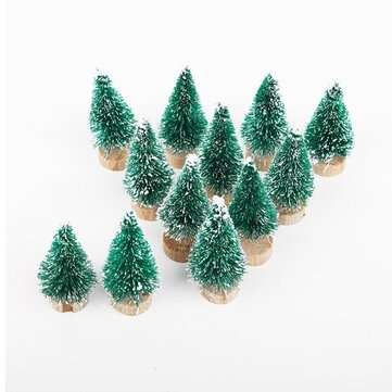 12pcs 4.5cm Tabletop Christmas Pine Tree Set Mini Snow Trees Desktop Small Decora... (COLOR: GREEN1)