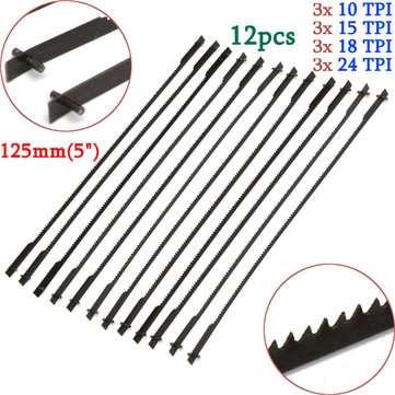 12pcs 5 Inch 125mm Pinned Scroll Saw Blade Wood Working Power Tool Accessories