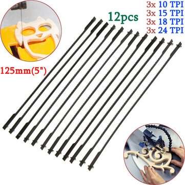 12pcs 5 Inch 125mm Pinned Scroll Saw Blade Wood Working Power Tool Accessories