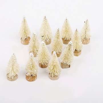 12pcs 4.5cm Tabletop Christmas Pine Tree Set Mini Snow Trees Desktop Small Decorat... (COLOR: WHITE)