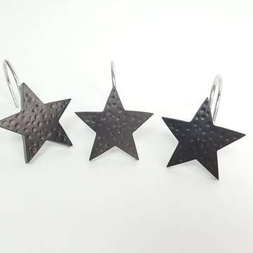 12Pcs Black Star Shower Curtain Hooks Hanging Hook Bathroom Decoration