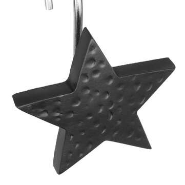 12Pcs Black Star Shower Curtain Hooks Hanging Hook Bathroom Decoration