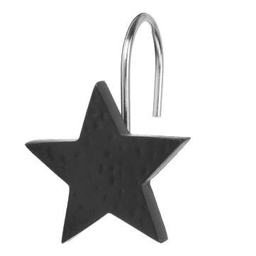 12Pcs Black Star Shower Curtain Hooks Hanging Hook Bathroom Decoration