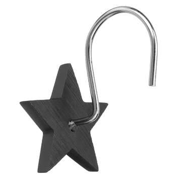 12Pcs Black Star Shower Curtain Hooks Hanging Hook Bathroom Decoration