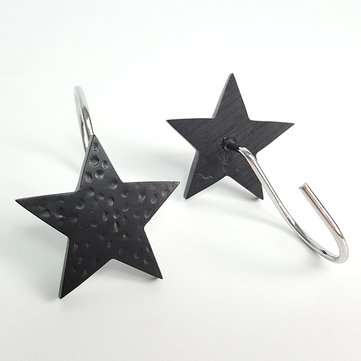 12Pcs Black Star Shower Curtain Hooks Hanging Hook Bathroom Decoration