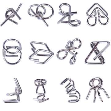 12Pcs Brain Puzzle Set Nine Link Set Early Childhood Education Puzzle Solution Ring Buckle Toys Kong