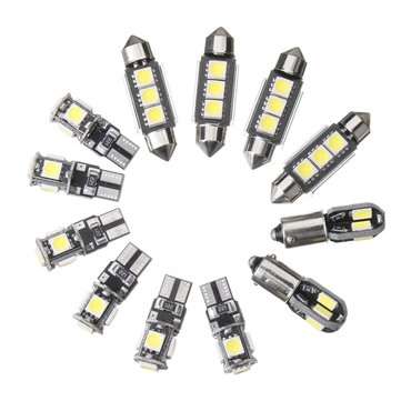 12PCS Car Interior LED Lights Kit T10 BA9S Festoon Dome Bulb White for BMW E36 3 Serie Convertible 1
