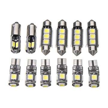 12PCS Car Interior LED Lights Kit T10 BA9S Festoon Dome Bulb White for BMW E36 3 Serie Convertible 1