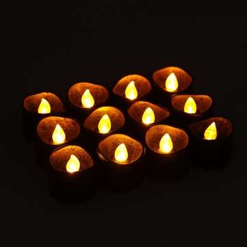 12PCS Christmas Halloween Flameless Candles LED Tea Lights Battery Operated Deco