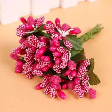 12pcs Artificial Simulation Berry Flower Headwear Garlan Gift Party Decoration (COLOR.: ROSE)