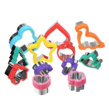 12Pcs Cookie Mould Tool Stainless Steel Irregular Shape Embossing Tool With Hand Protection Ring For