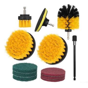12Pcs Electric Drill Cleaning Brush With Sponge And Extend Attachment Tile Grout Power Scrubber Tub
