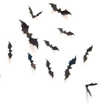 12Pcs Halloween Bat Sticker Set PVC 3D Decorative Scary Bats Wall Sticker For Hal... (COLOR.: BLACK)