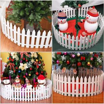 12PCS Plastic Fence Decorations White Home Christmas Xmas Tree Ornaments Miniature Border Grass Lawn
