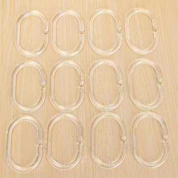 12Pcs Shower Curtain Hooks Plastic Bathroom Shower Curtain Rings Deformable Hanging Hook