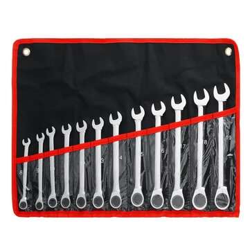 12Pcs Ratchet Combination Metric Wrench Set Hand Tools Car Repair Wrench Key Set