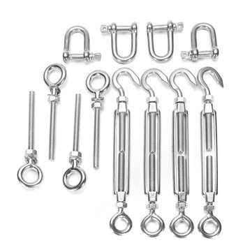 12Pcs Stainless Steel Sun Sail Shade Garden Canopy Fixing Fittings Hardware Accessory Kit