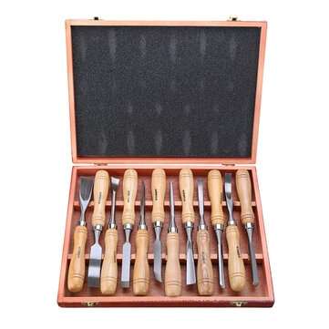 12PCS Wood Turning Carving Tool Set Chrome Vanadium Steel Wood Carving Chisels Blade Woodworking Too
