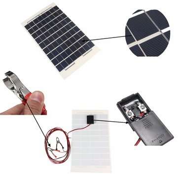 12V 10W 38 X 22 CM PolyCrystalline Transparent Epoxy Resin Solar Panel With Alligator Clip Wire