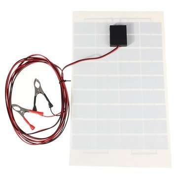 12V 10W 38 X 22 CM PolyCrystalline Transparent Epoxy Resin Solar Panel With Alligator Clip Wire